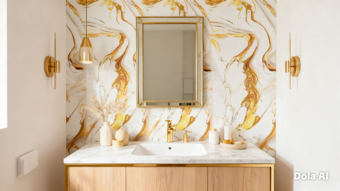 Rollo Mármol Adhesivo PVC -  White Gold Flow