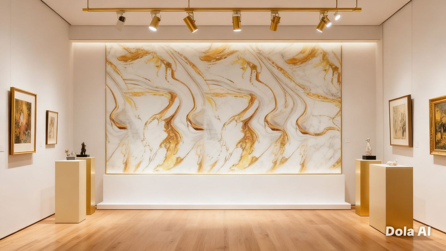 Rollo Mármol Adhesivo PVC -  White Gold Flow