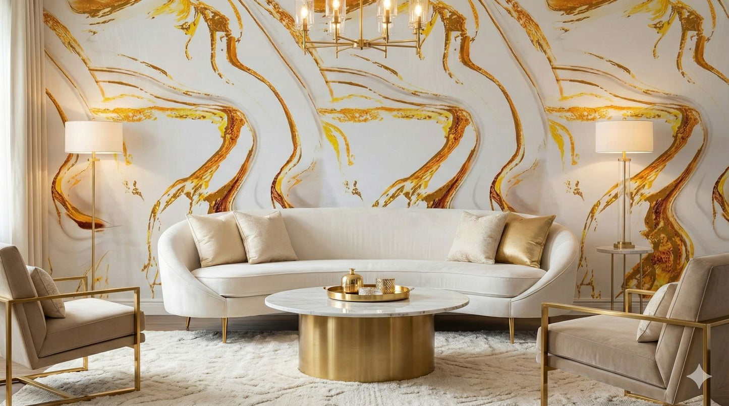 Rollo Mármol Adhesivo PVC -  White Gold Flow