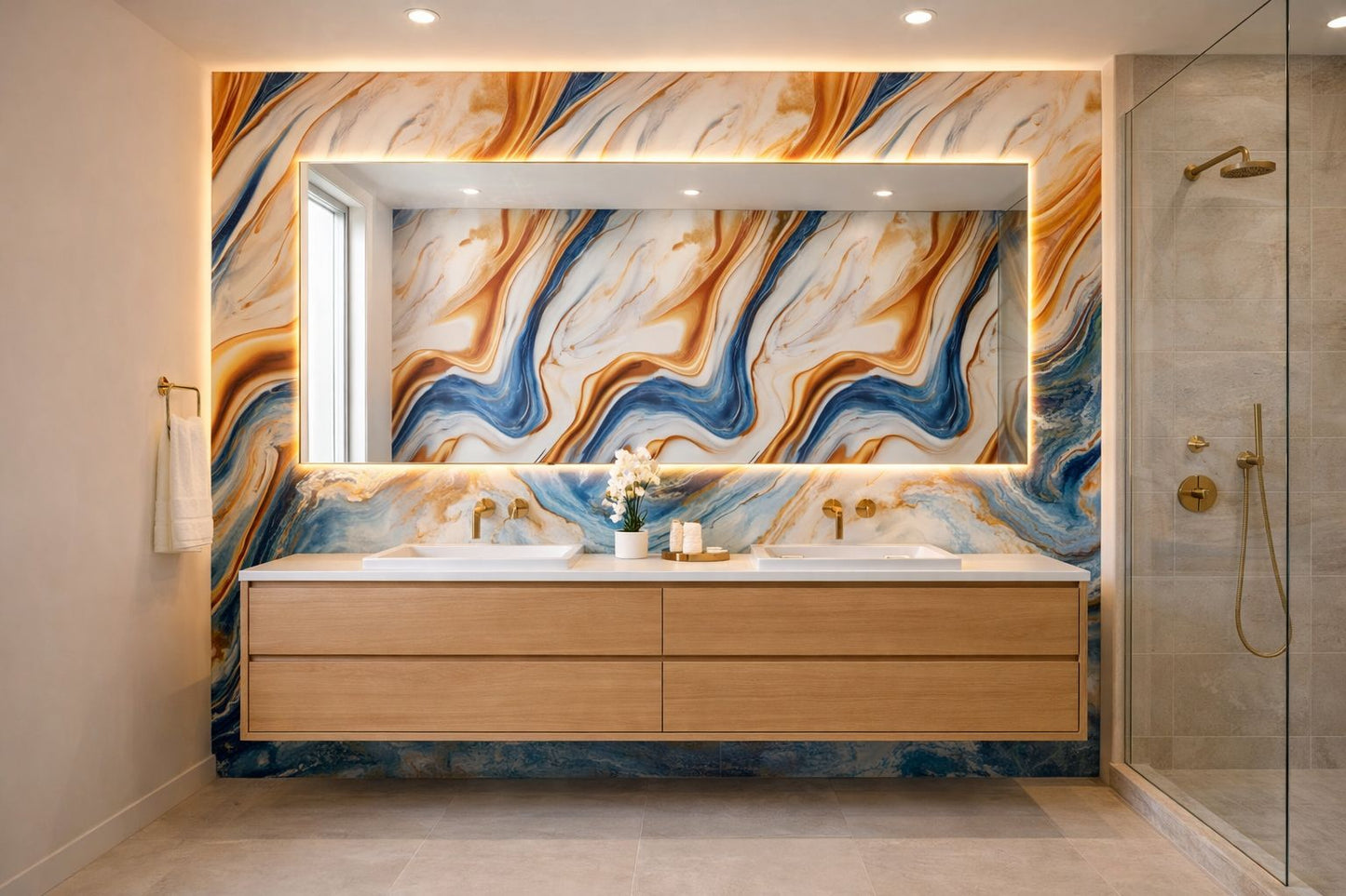 Rollo Mármol Adhesivo PVC - Ivory Gold Flow