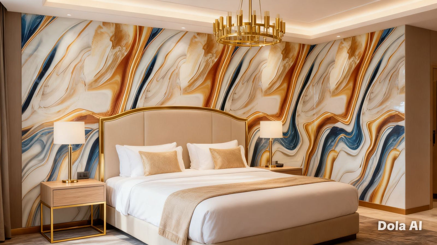 Rollo Mármol Adhesivo PVC - Ivory Gold Flow