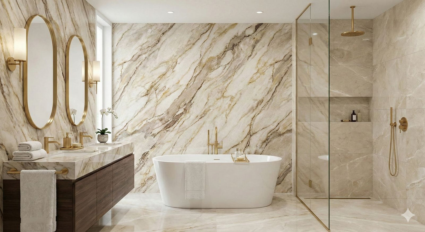 Rollo Mármol Adhesivo PVC - Ivory Marble Gold Vein  | Importamall Ecuador