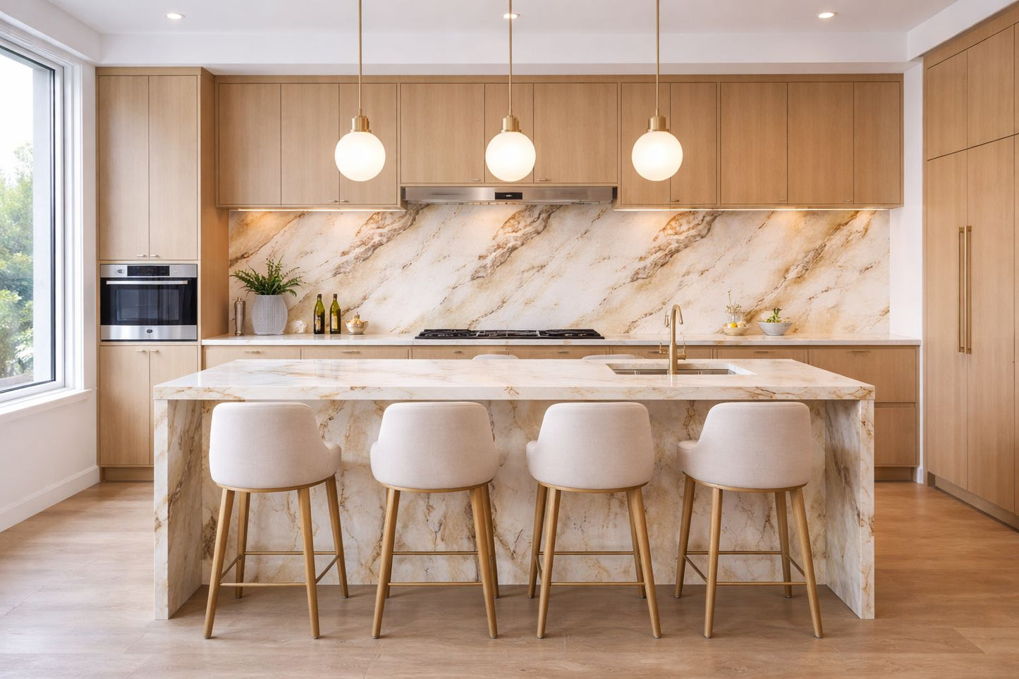 Rollo Mármol Adhesivo PVC - Ivory Marble Gold Vein  | Importamall Ecuador