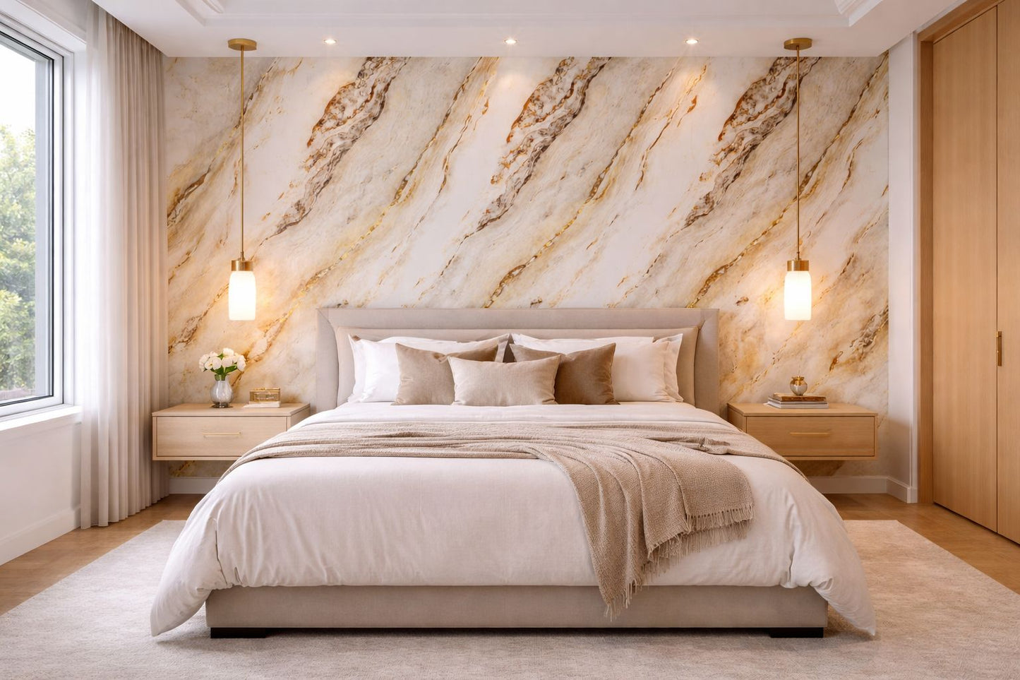 Rollo Mármol Adhesivo PVC - Ivory Marble Gold Vein  | Importamall Ecuador