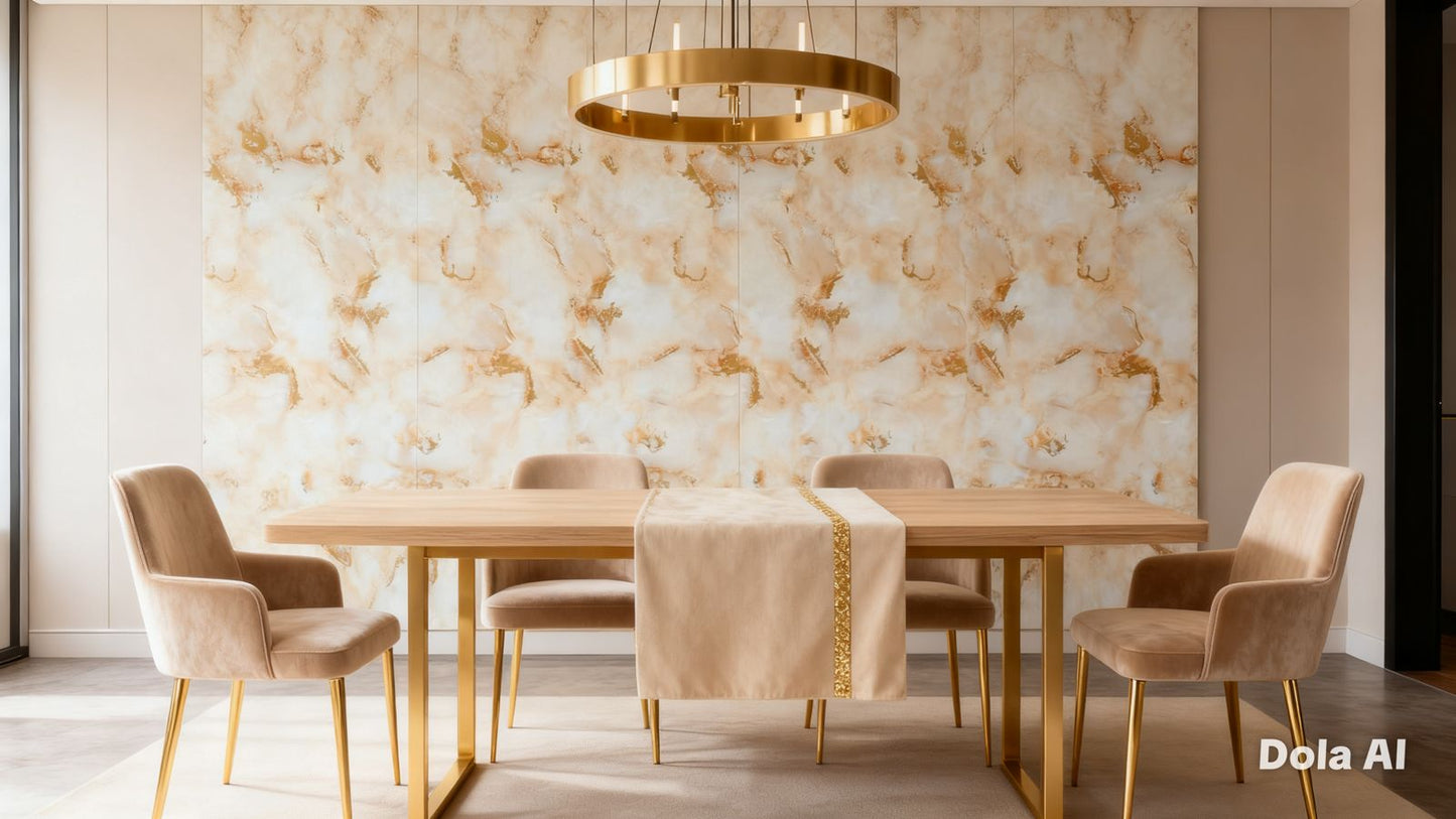 Rollo Mármol Adhesivo PVC -  Onyx Beige Gold  | Importamall Ecuador