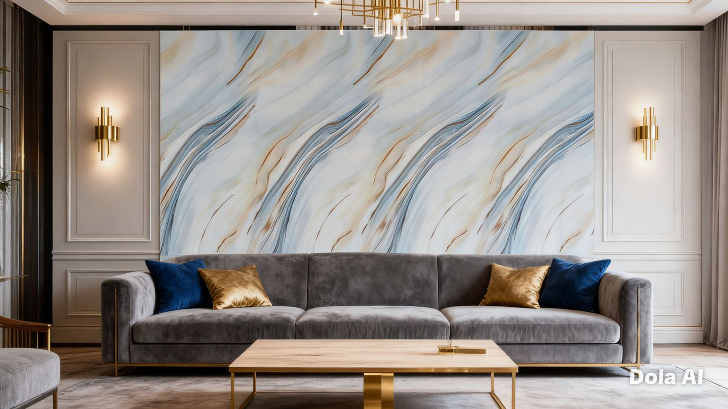 Rollo Mármol Adhesivo PVC - Blue Ivory Flow  | Importamall Ecuador