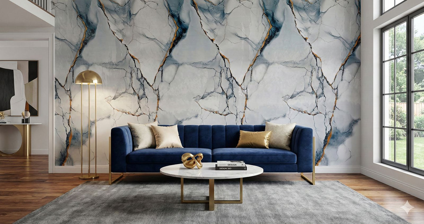 Rollo Mármol Adhesivo PVC -  Marble Grey Gold Vein  | Importamall Ecuador