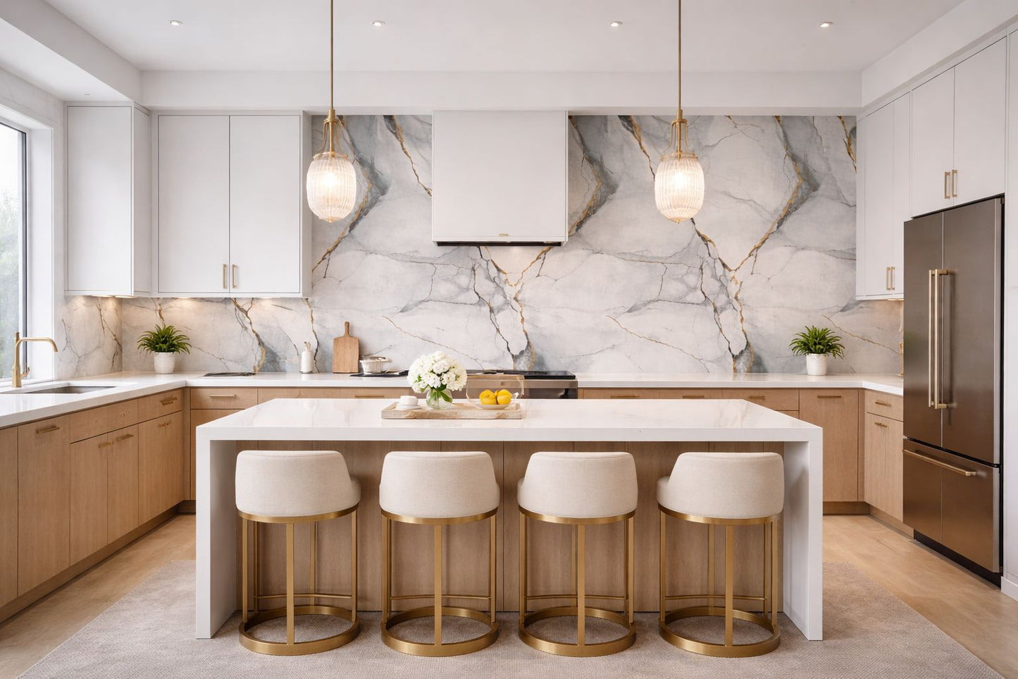 Rollo Mármol Adhesivo PVC -  Marble Grey Gold Vein  | Importamall Ecuador