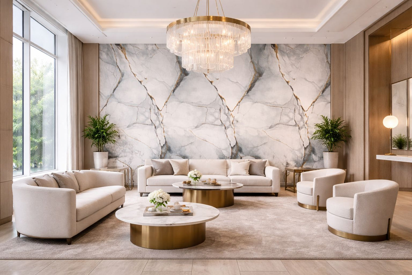 Rollo Mármol Adhesivo PVC -  Marble Grey Gold Vein  | Importamall Ecuador