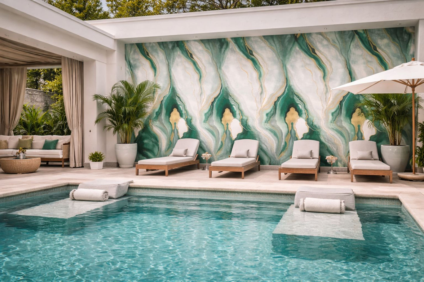 Rollo Mármol Adhesivo PVC - Emerald Gold Flow