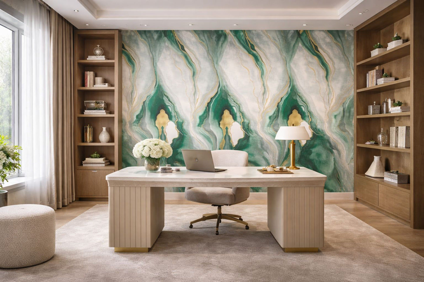 Rollo Mármol Adhesivo PVC - Emerald Gold Flow