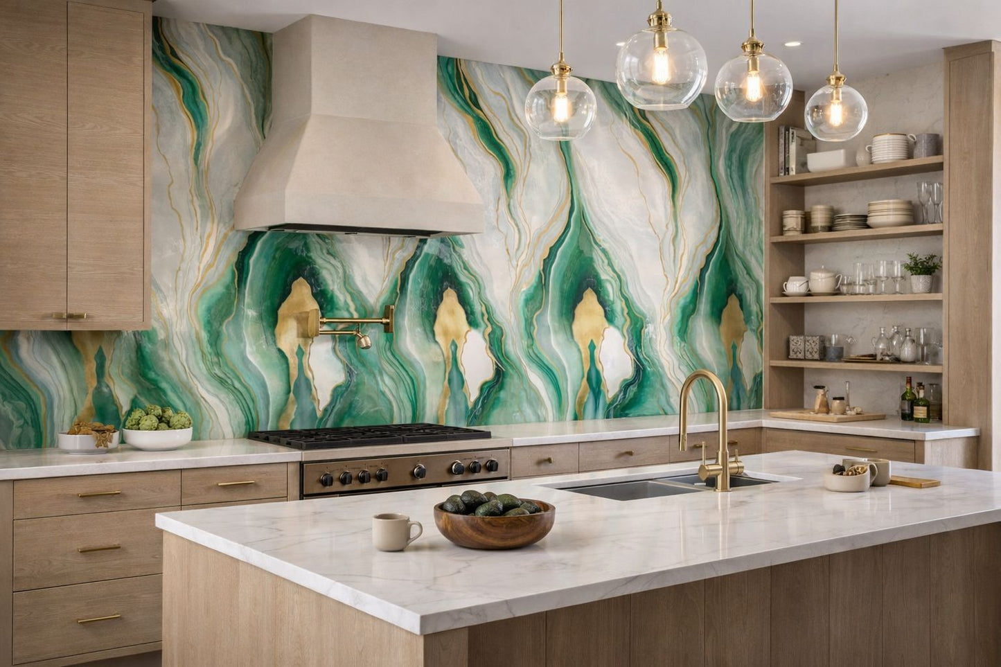 Rollo Mármol Adhesivo PVC - Emerald Gold Flow