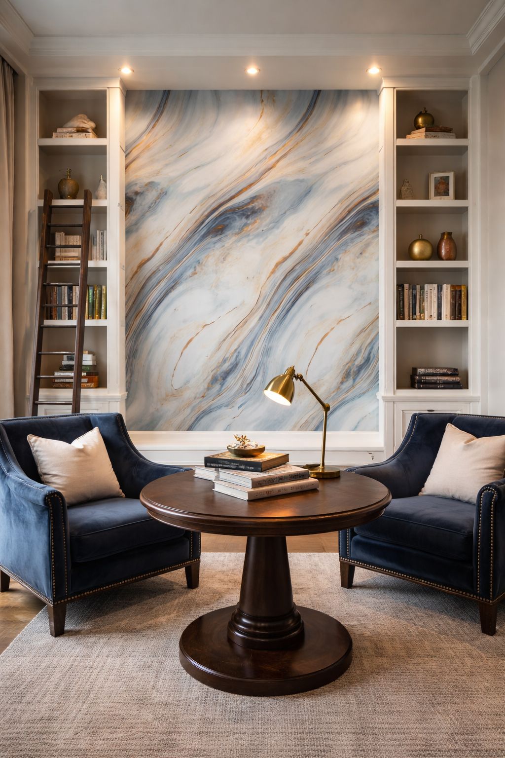 Rollo Mármol Adhesivo PVC - Blue Ivory Flow  | Importamall Ecuador