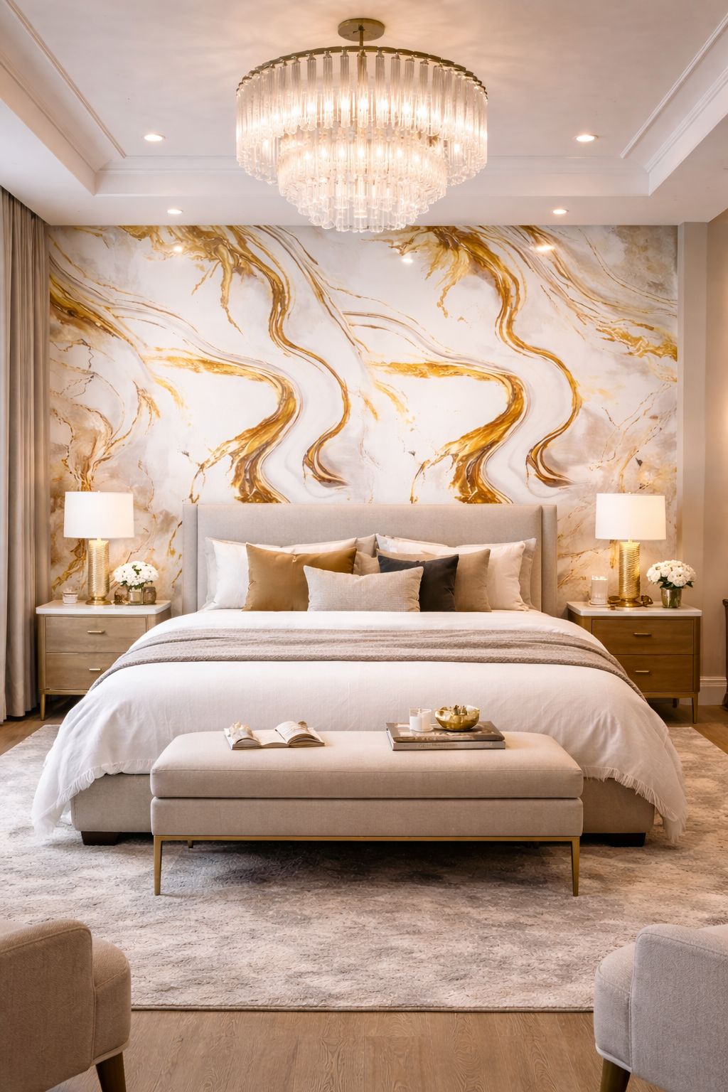 Rollo Mármol Adhesivo PVC -  White Gold Flow