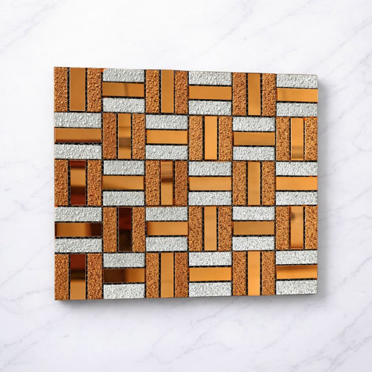 ✨ Mosaico Decorativo Premium Cobre y Plateado 30 x 30 cm Código 3981 Autoadhesivo en Guayaquil Ecuador | Importamall