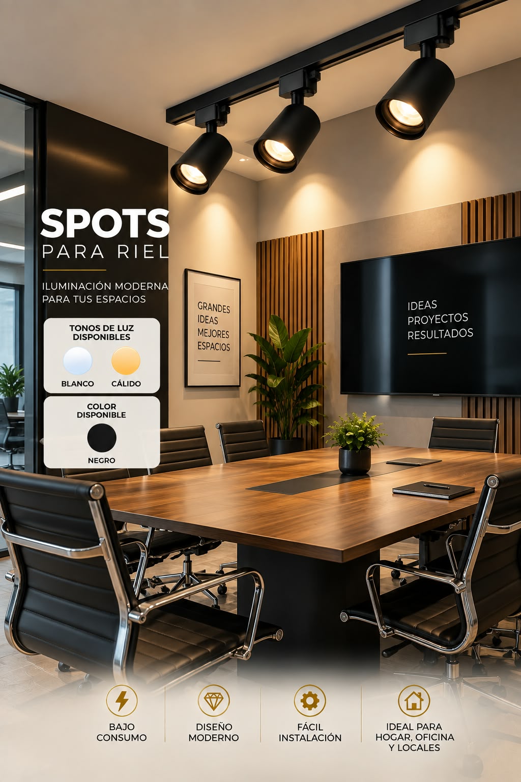 Spot de Luz LED Negro – Iluminación Moderna y Elegante