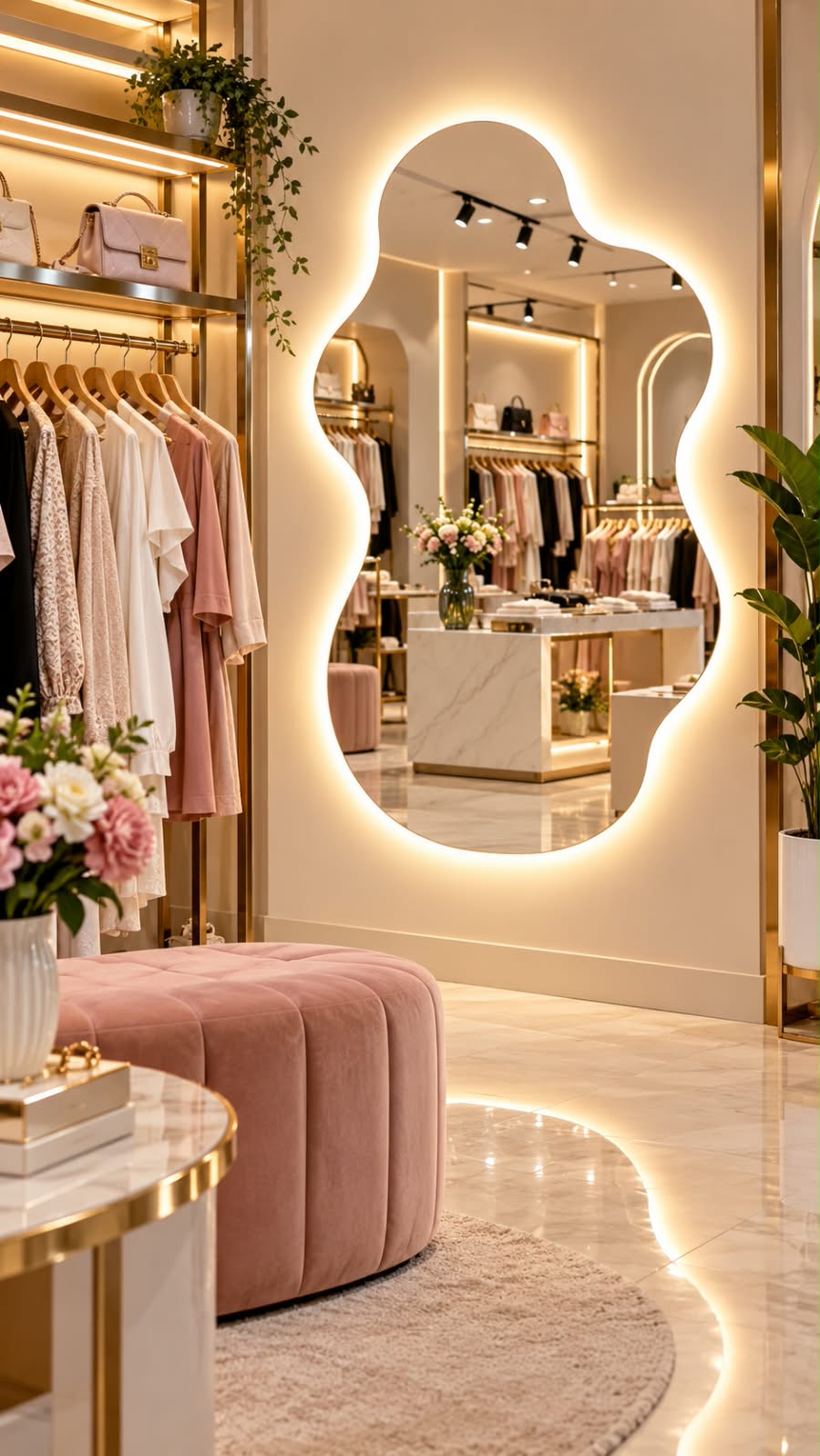 Espejo Decorativo con Luz LED – Blanca y Cálida