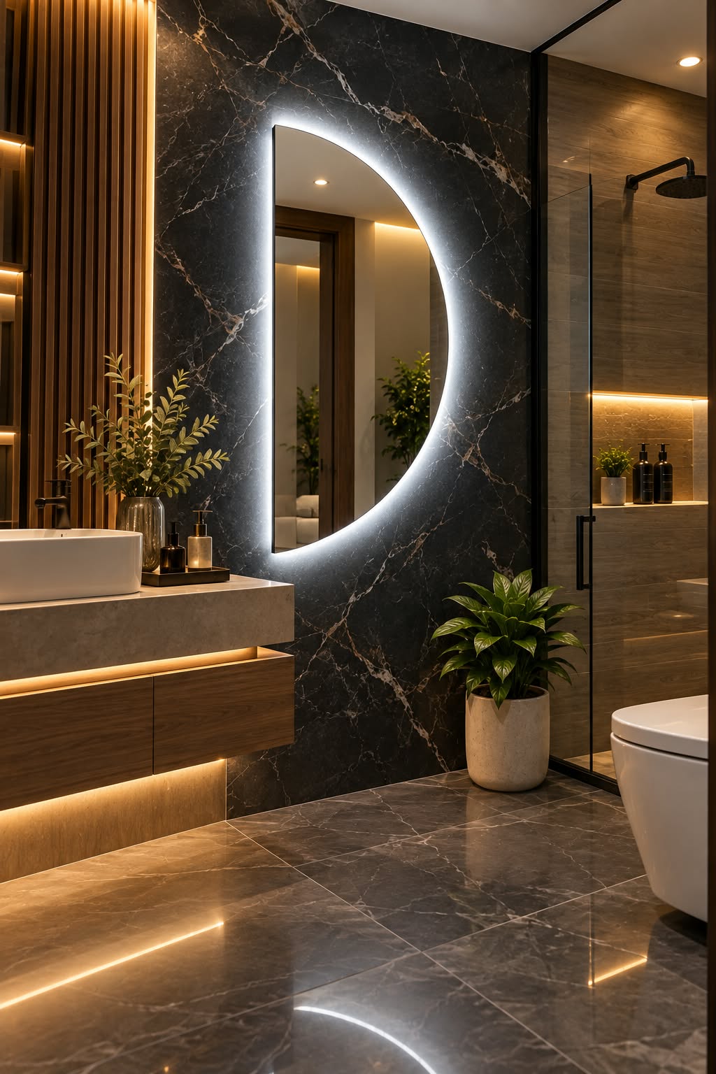 Espejo Decorativo con Luz LED Blanca y Cálida