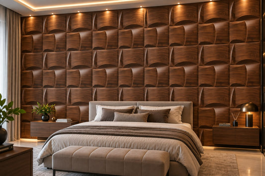Panel Decorativo 3D Efecto Madera con Diseño Ondulado