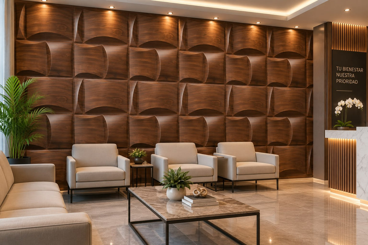 Panel Decorativo 3D Efecto Madera con Diseño Ondulado