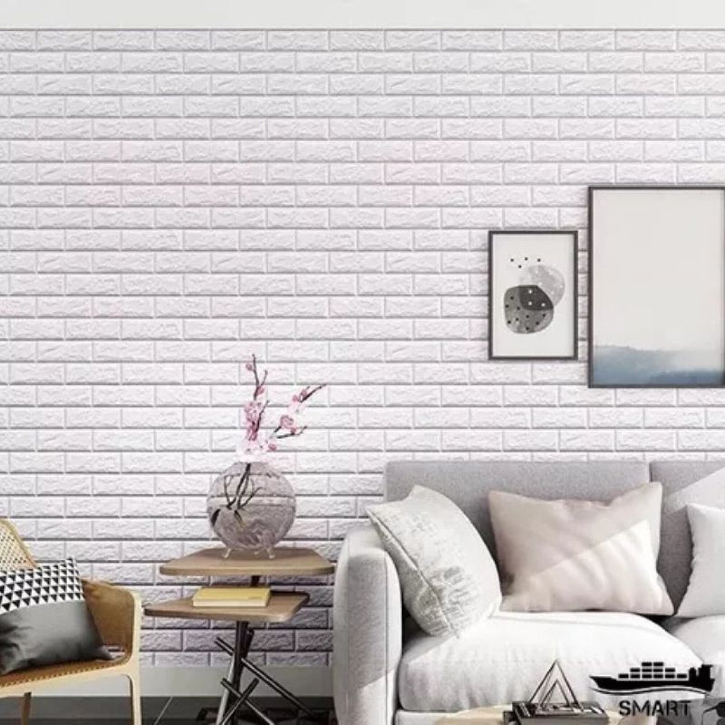 Panel Adhesivo 3D Blanco Ladrillo – 70x77 cm