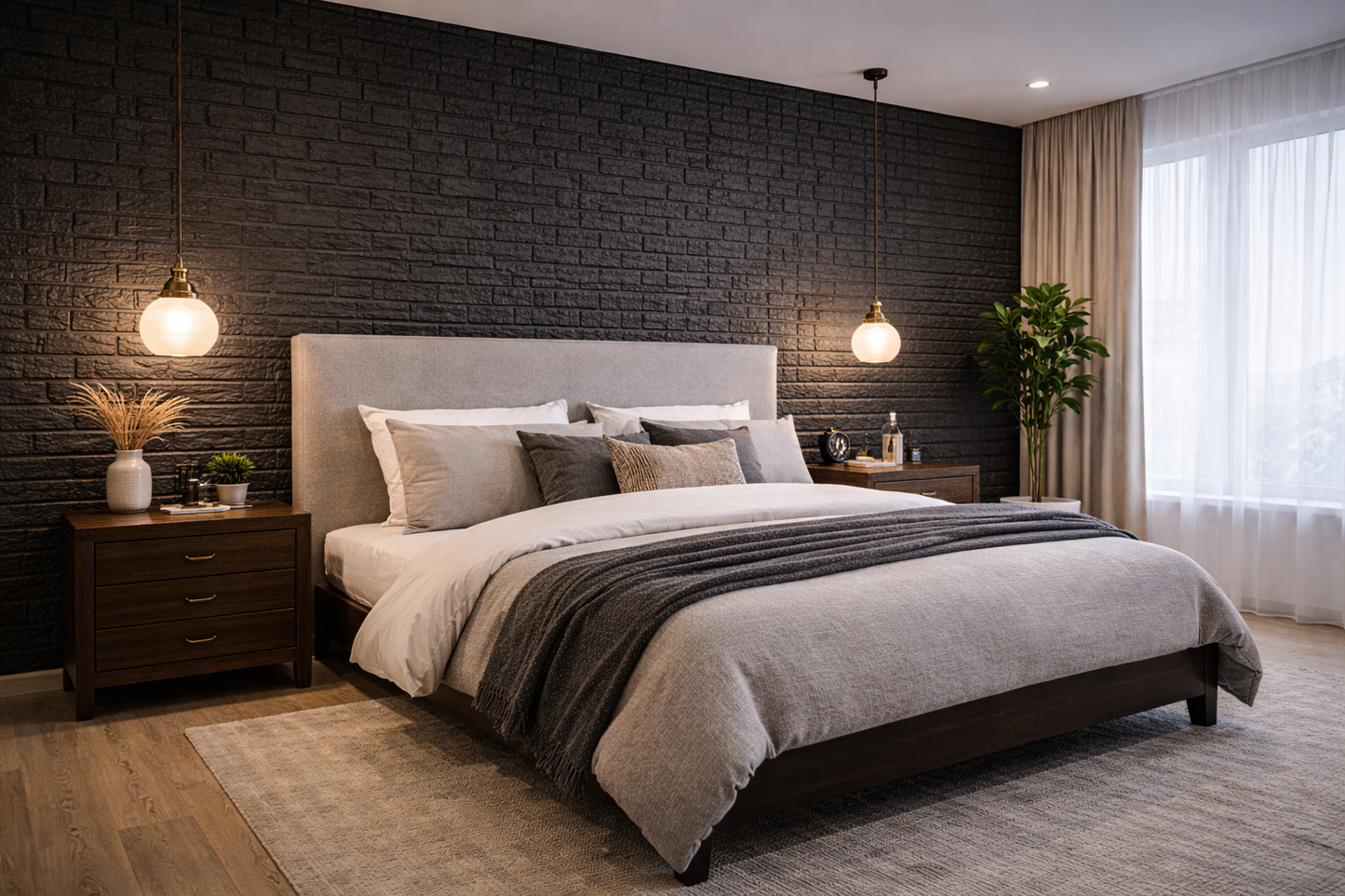 Panel Adhesivo 3D Negro – 70x77 cm