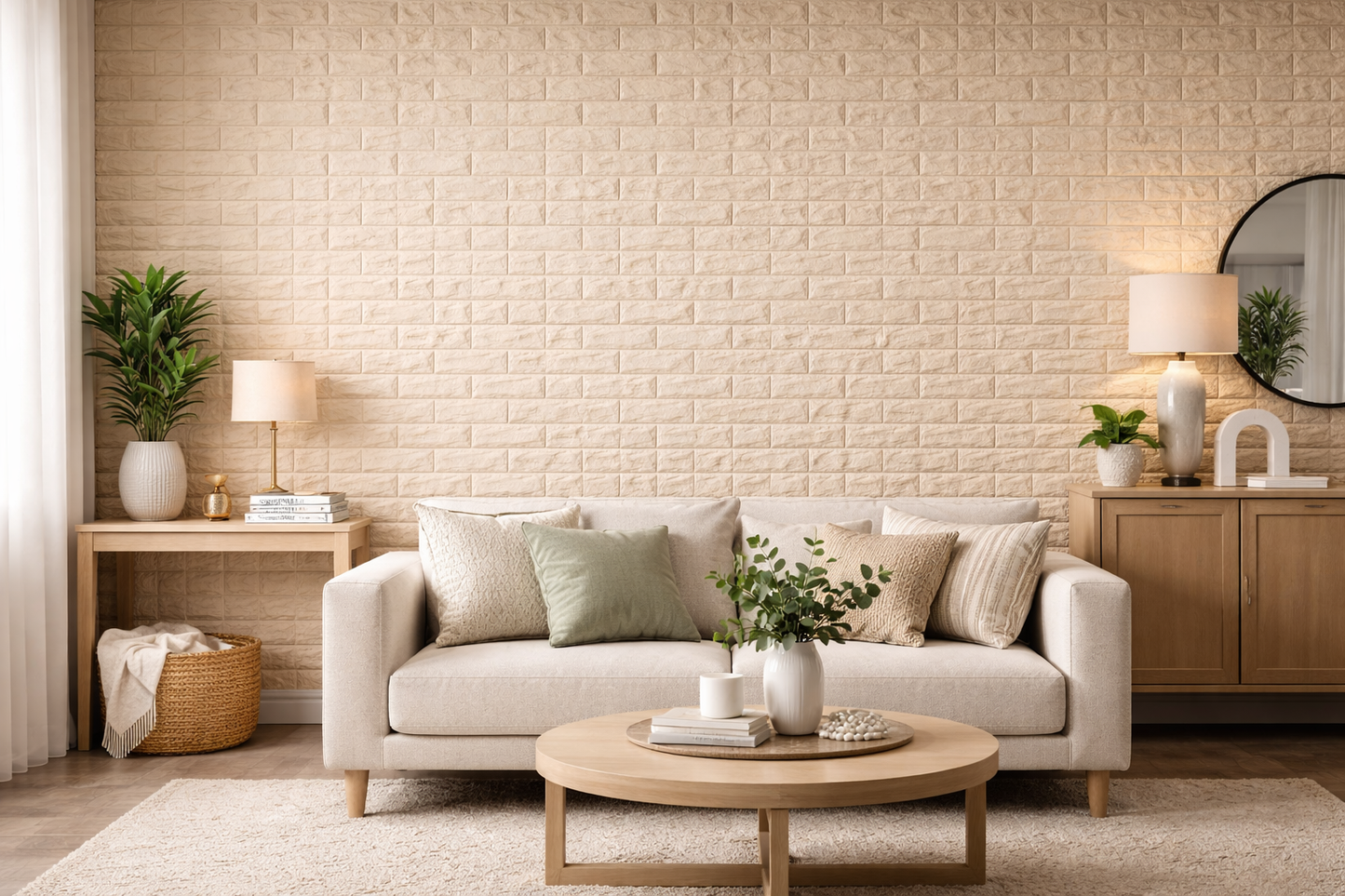 Panel Adhesivo 3D Beige – 70x77 cm