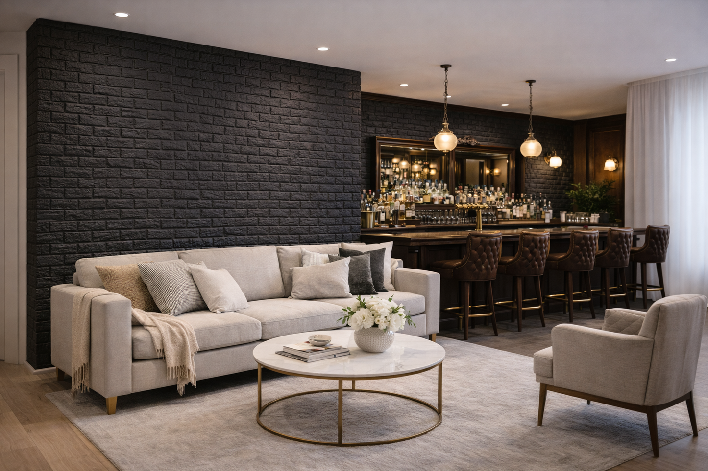 Panel Adhesivo 3D Negro – 70x77 cm